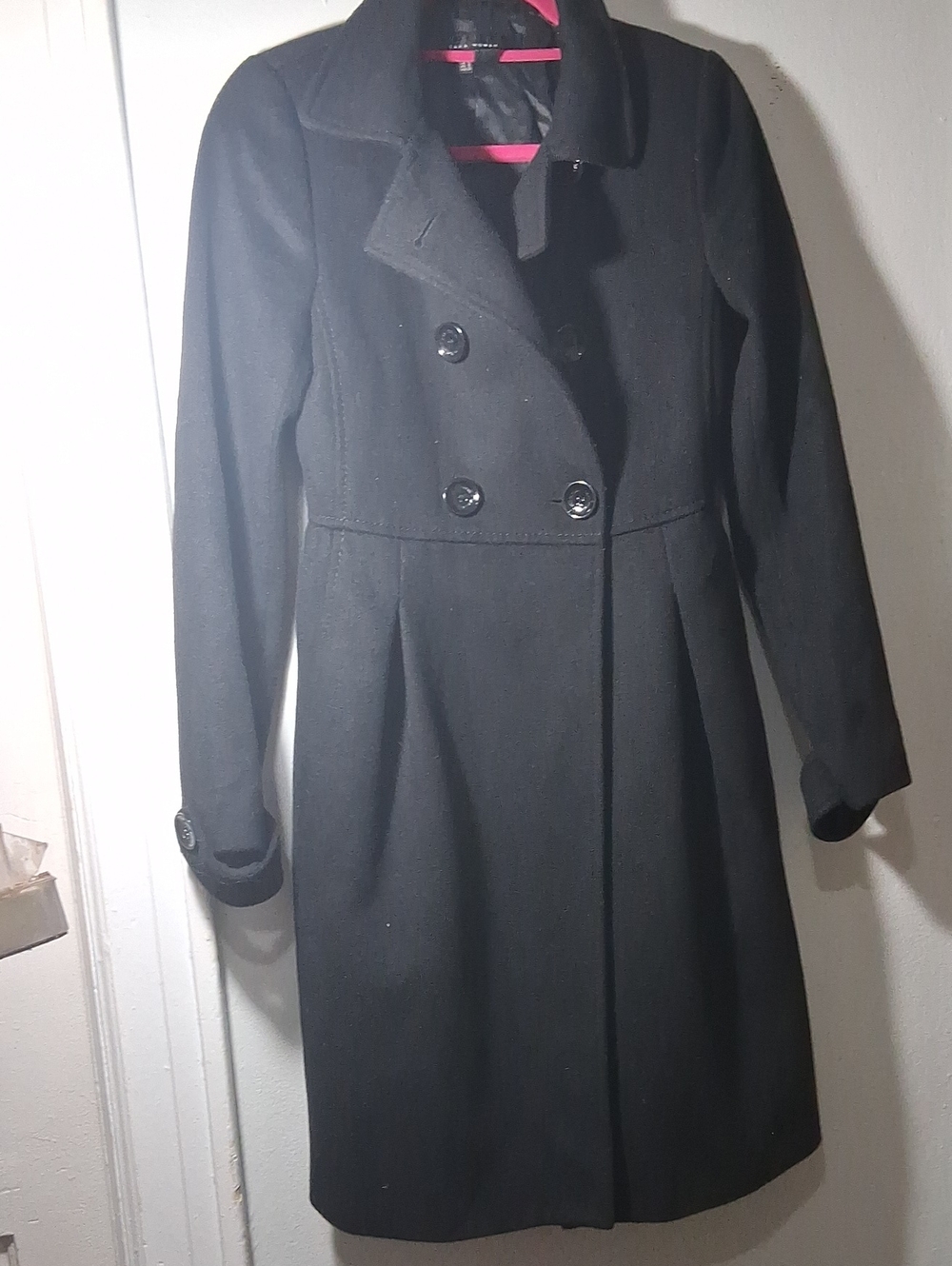 Zara Black Double-Breasted Wool Coat